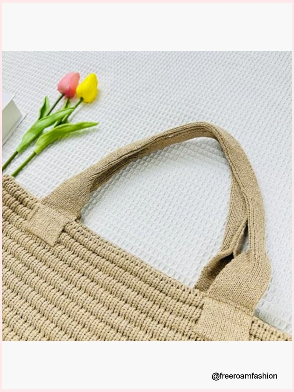Large Crochet Mesh Tote Bag, Boho Summer Beach Bag, Lightweight Foldable - Picture 6 of 7